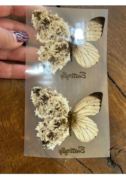 2 Adet Ütü Ile Yapışan Çiçekli Kelebek Transfer Baskı Arma 8x7 cm