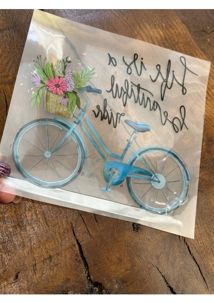 Ütü Ile Yapışan Mavi Bisikletli Transfer Baskı Arma Tişört Baskı 20X19 cm