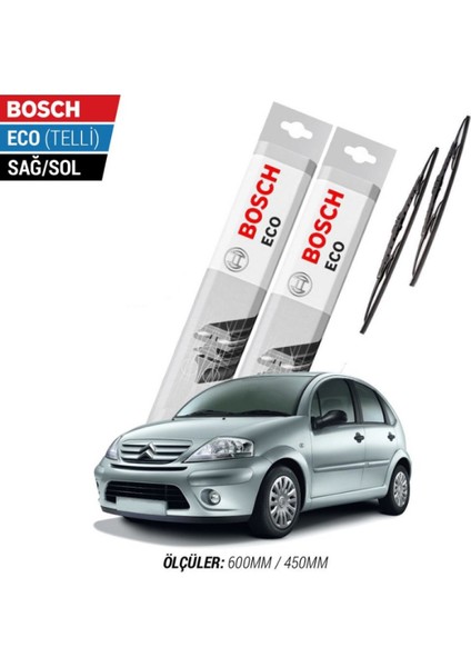 Citroen C3 2006 Model Silecek Takımı Bosch Eco (Telli)