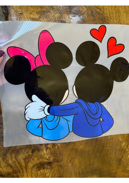 Ütü Ile Yapışan Mickey Mause ve Minnie Mause Transfer Baskı Arma 27X23 cm