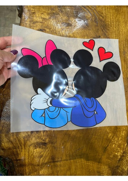 Ütü Ile Yapışan Mickey Mause ve Minnie Mause Transfer Baskı Arma 27X23 cm modelleri
