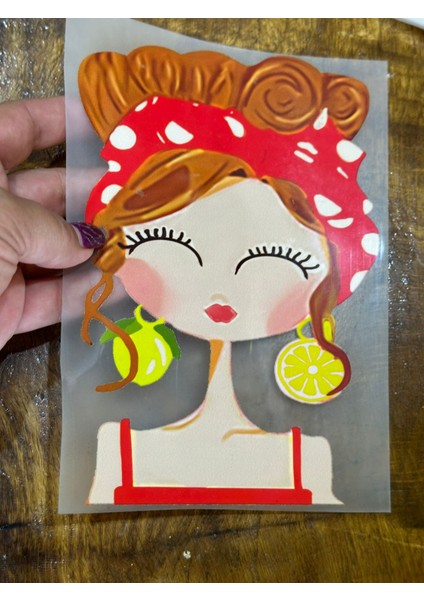 Ütü Ile Yapışan Şeker Kız Transfer Baskı Arma 20X14 cm