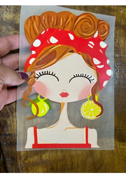 Ütü Ile Yapışan Şeker Kız Transfer Baskı Arma 20X14 cm