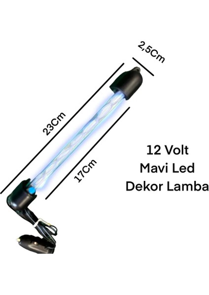 12V Oto Iç Tavan Lambası ve Araç Altı Mavi LED Lamba Dışı Korumalı Vidalı Çakmaklık Uçlu 23CM