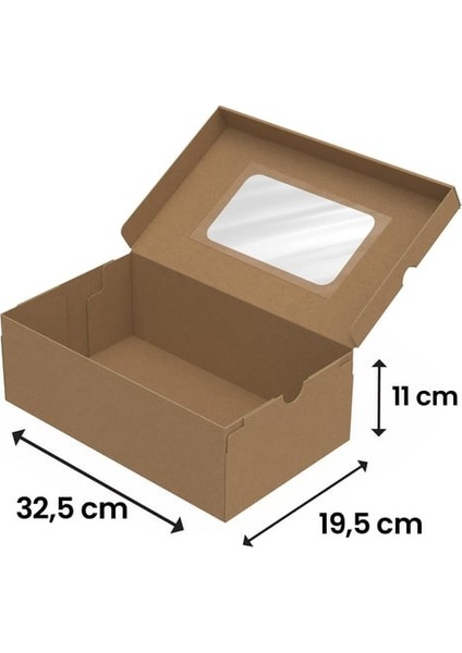 32,5X19,5X11 - 50 Adet Pencereli Kendinden Kapaklı Ayakkabı Kutusu