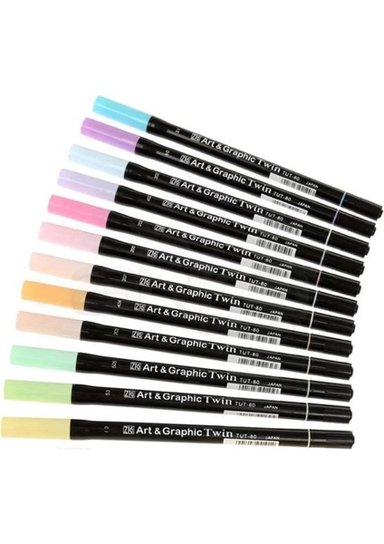 Art & Graphic Twin Brush Pen Çift Uçlu Çizim Kalemi 12LI Set Pastel - TUT-80/12VPA fiyatları