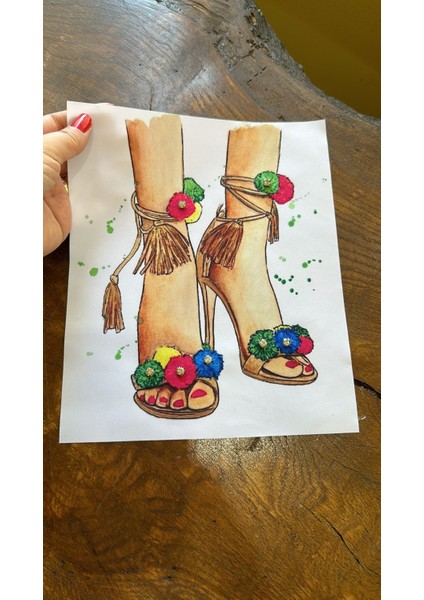 Zirkon Taşlı Çiçekli Ayakkabılı Arma Dikiş Aplike 23X19 cm