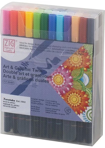 Art & Graphic Twin Brush Pen Çift Uçlu Çizim Kalemi 48LI Set TUT-80/48V