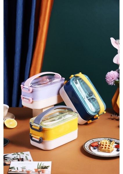 Lunch Box Ofis Okul Için Taşınabilir Çelik Sefer Tası Yemek Kutusu