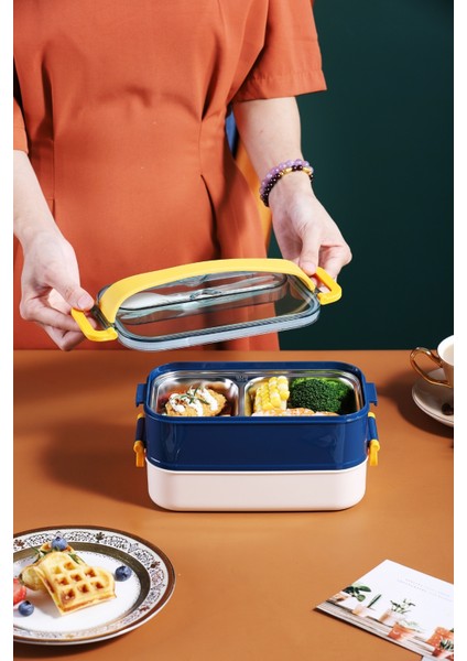 Lunch Box Ofis Okul Için Taşınabilir Çelik Sefer Tası Yemek Kutusu fırsatları