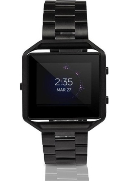 Fitbit Blaze Metal Çerçeve Kelebek Toka Üç Boncuk Paslanmaz Çelik Metal Saat Kordonu