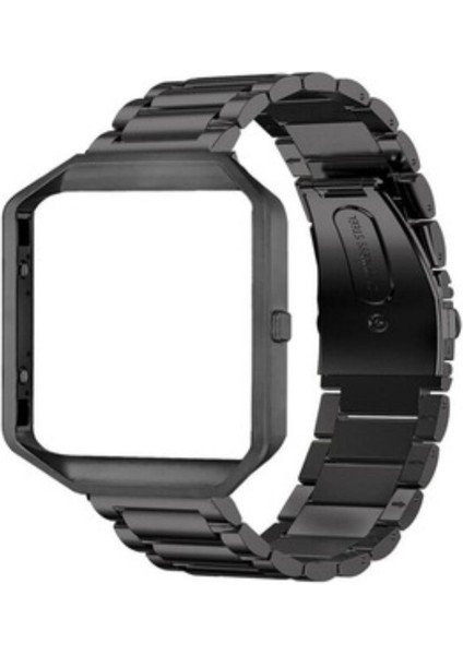 Fitbit Blaze Metal Çerçeve Kelebek Toka Üç Boncuk Paslanmaz Çelik Metal Saat Kordonu