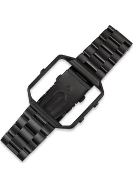 Fitbit Blaze Metal Çerçeve Kelebek Toka Üç Boncuk Paslanmaz Çelik Metal Saat Kordonu