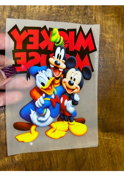 Gönülden Tasarım Ütü Ile Yapışan Donald Duck ve Micky Mause Transfer Tişört Baskı Arma 14X11