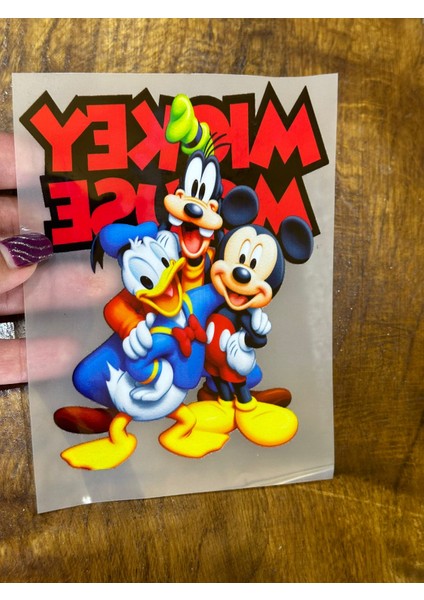 Gönülden Tasarım Ütü Ile Yapışan Donald Duck ve Micky Mause Transfer Tişört Baskı Arma 14X11