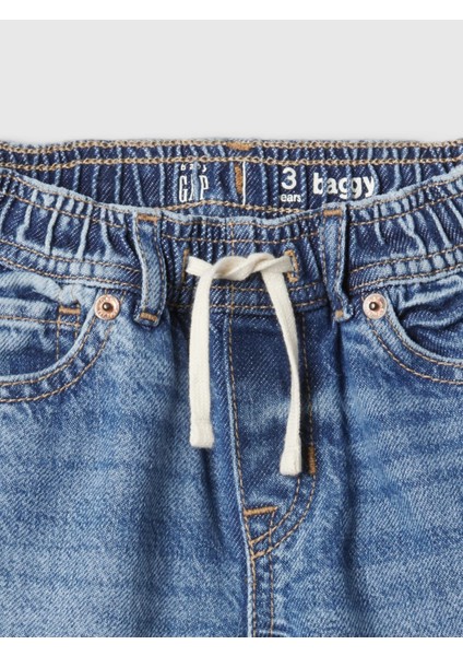 Kız Bebek Mavi Bağcıklı Pull-On Baggy Jean Pantolon fiyatları