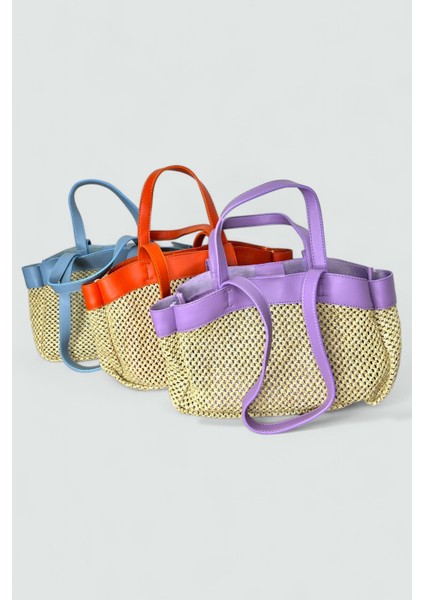 Kadın Hasır Cüzdanlı El ve Omuz Çantası modelleri