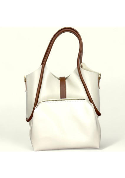 Kadın Krem Suni Deri Cüzdanlı El ve Omuz Çantası fiyatları