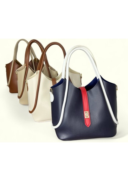 Kadın Krem Suni Deri Cüzdanlı El ve Omuz Çantası fırsatları