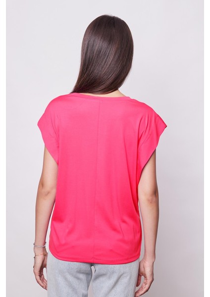 Şık Likralı Span Kumaş Kolsuz Geniş Sıfır Yaka Düşük Omuzlu Basic Tshirt Bluz-Fujya fırsatları