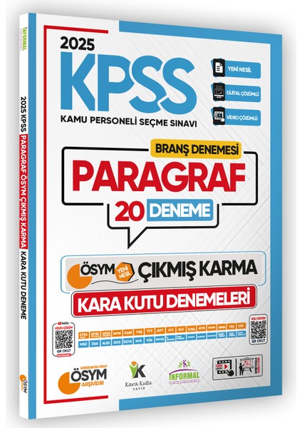 Karakutu Yayınları 2024 KPSS Ön Lisans Paragraf 20'li Deneme Sınavı ÖSYM Çıkmış Soru Havuzu Video ve Pdf Çözümlü