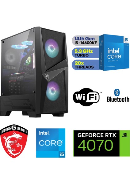 12 GB Rtx 4070 – Gaming Pc Ddr5 – Intel I5 14600KF – 32GB Ddr5 Ram – 1 Tb M.2 SSD – Sıvı Sogutmalı