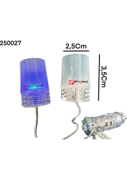 2 Adet 12 Volt Mavi Mini Dekor LED Lamba Çakmaklık Uçlu