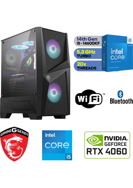 8gb Rtx 4060 – Gaming Pc Ddr5 – Intel I5 14600KF – 32GB Ddr5 Ram – 1 Tb M.2 SSD – Sıvı Sogutmalı