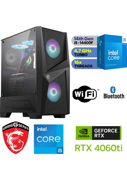 16GB RTX4060Tİ – Gaming Pc Ddr5 -Intel I5 14400F – 32GB Ddr5 Ram – 1 Tb M.2 SSD –