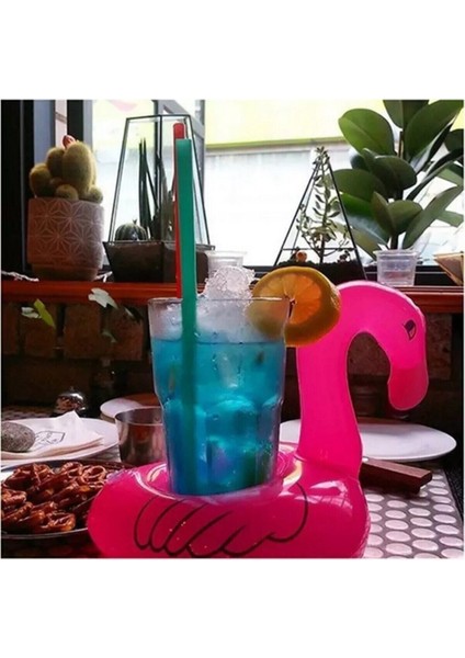 Tekno Trust Pembe Flamingo Şişme Deniz Havuz Bardak Tutucu Float Bar 18-22CM