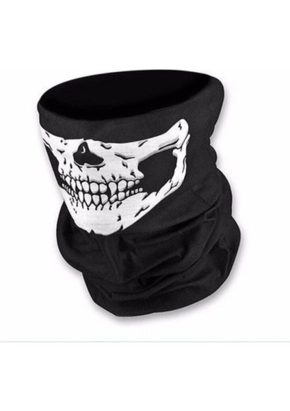 Tekno Trust Beyaz Buff-Kuru Kafa Iskelet Maske Motorcu Kar Maskesi-Boyunluk-Maske-Baf-Ağızlık-Balaklava