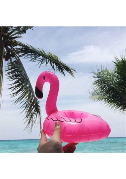 Tekno Trust Pembe Flamingo Şişme Deniz Havuz Bardak Tutucu Float Bar 18-22CM