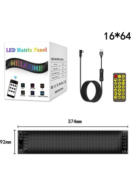 Otomobil Veya Ofisiniz Için Kişiseleştirilebilir LED Panel App Uygulama ile 16X64