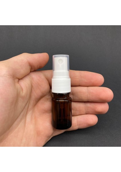 5 ml Amber Cam Şişe Beyaz Spreyli , 5cc Kahverengi Spreyli Boş Şişe x 6 Adet