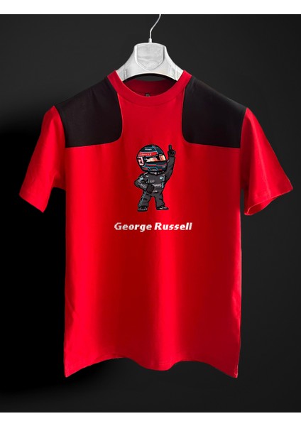 George Russell Pixel Kırmızı Siyah T-Shirt
