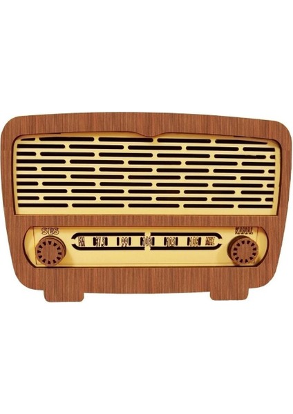 Gri Ahşap Radyo Kumbara, Doğal ve Şık Tasarım