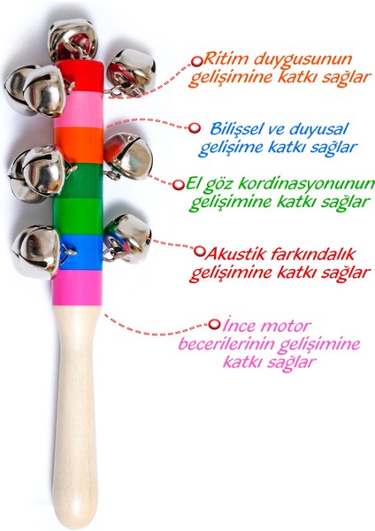 Ahşap Çoklu Zilli Marakas