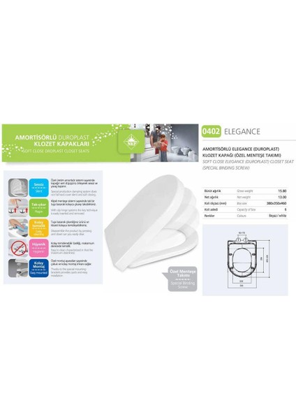 Nkp Elagance Amortisörlü+Tak Çıkar Klozet Kapağı