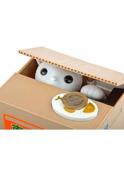 Altın Kumbara Hırsız Kedi Kumbara Eğlenceli Pilli Kumbara
