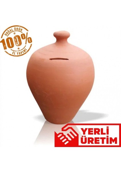 Büyük Boy Toprak Testi Kumbara, Kırılmaz ve Güvenli, TR Menşei