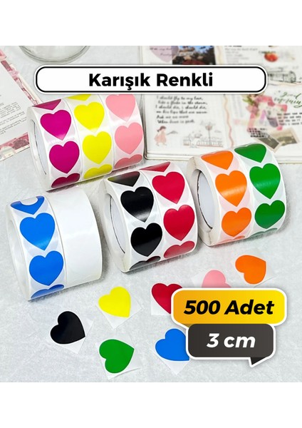 Kalp Kesim Sarı Renkli Çok Amaçlı Etiket 3 cm 500 Adet