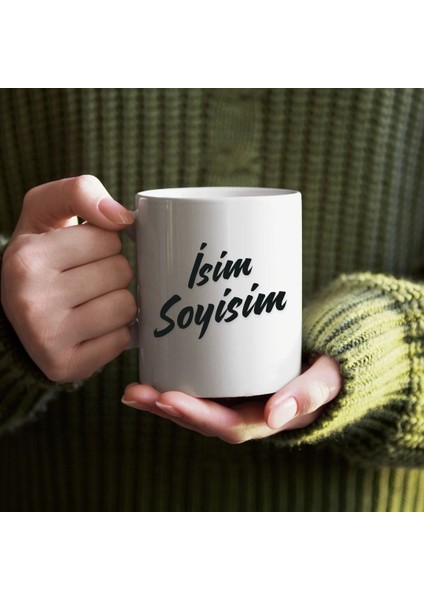 Kişiye Özel Siyah Beyaz Isim Yazılı Bardak - Isimli Bardak