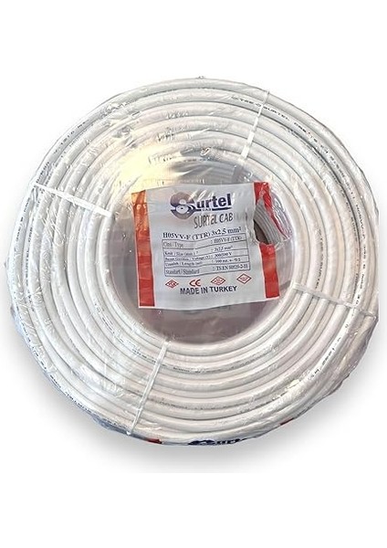 Bakır Ttr Seyyar Elektrik Kablosu (3 x 2.5 mm)
