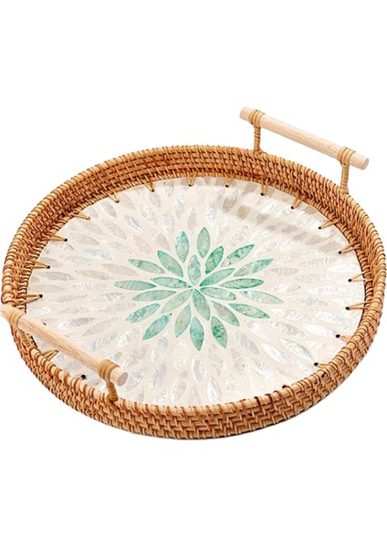 Rattan Tepsisi Yuvarlak Kek Aperatifler Partiler Için Tepsi Tezgah Mutfak 24CM (Yurt Dışından)