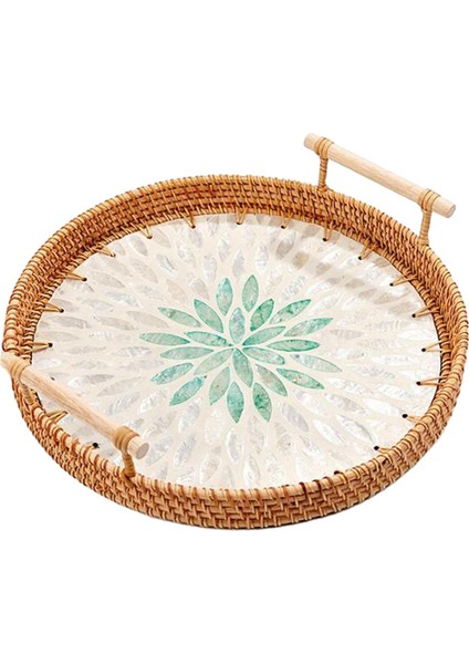 Rattan Tepsisi Yuvarlak Kek Aperatifler Partiler Için Tepsi Tezgah Mutfak 24CM (Yurt Dışından)