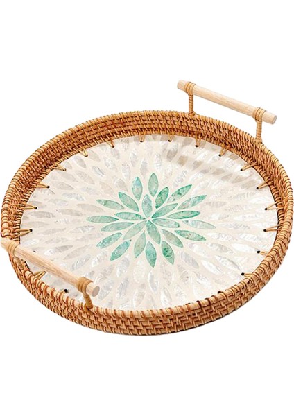 Rattan Tepsisi Yuvarlak Kek Aperatifler Partiler Için Tepsi Tezgah Mutfak 24CM (Yurt Dışından)