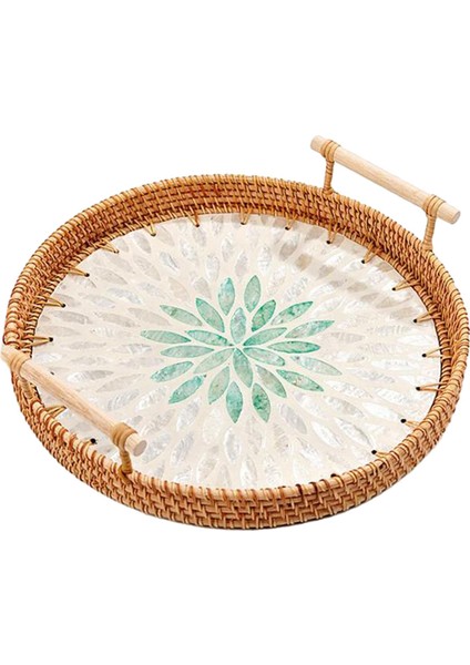 Rattan Tepsisi Yuvarlak Kek Aperatifler Partiler Için Tepsi Tezgah Mutfak 24CM (Yurt Dışından)