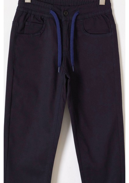 Lacivert Beli Lastikli Basic Kız Çocuk Okul Pantolonu 19201