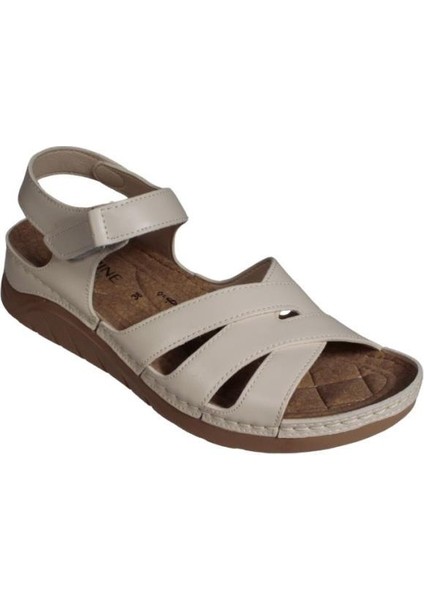 Yazkış Kadın Siyah Vizon Önü Çift Çapraz Bantlı Bilği Çrtlı Rahat Comfort Taban Esnek Sandalet