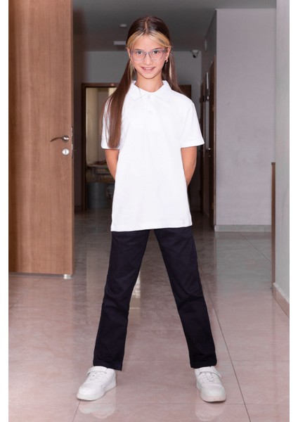 Lacivert Beli Lastikli Basic Kız Çocuk Okul Pantolonu 19201 fiyatları
